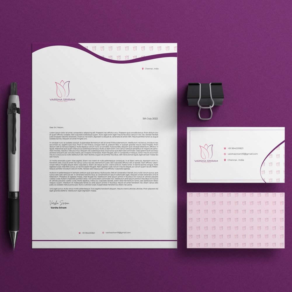 Elegant letterhead with business card stationery mockup